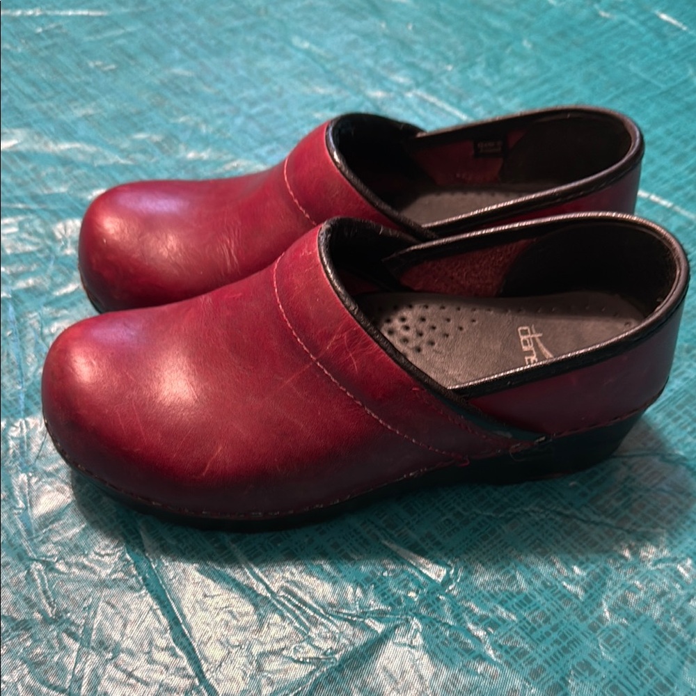 Dansko Red Leather Clogs